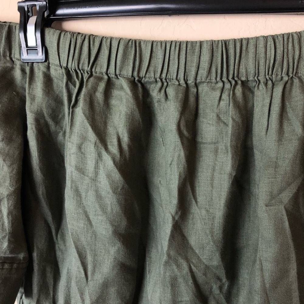 Frame off the shoulder linen medium green dress - Picture 7 of 7